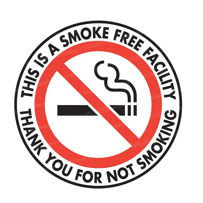 Smoke-Free Facility Warning Vinyl Stickers with Cigarette And Symbol Graphics for Indoor Outdoor Use AA75