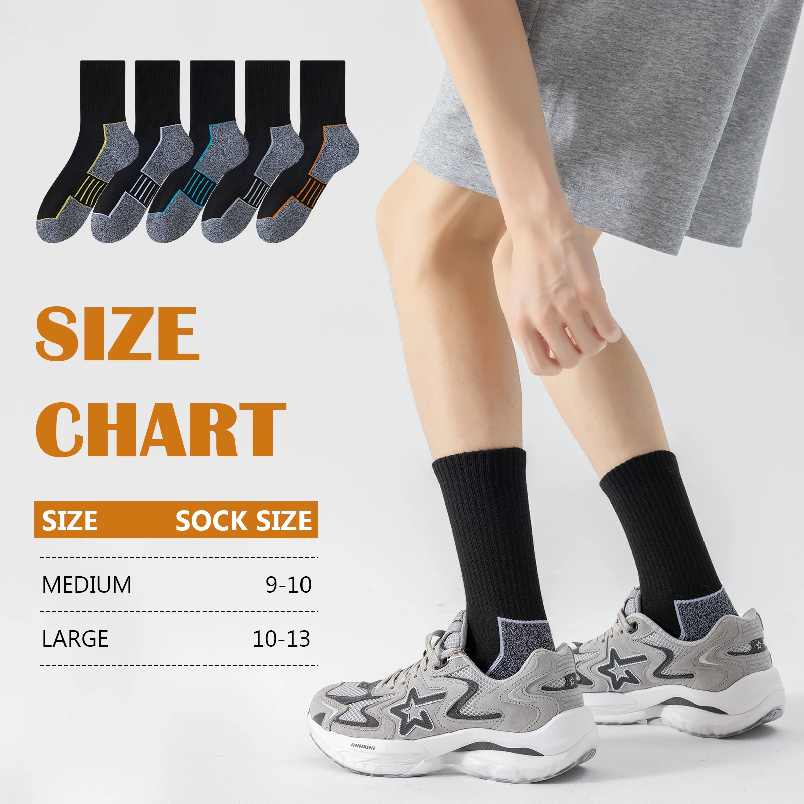 10 pares de calcetines para botas de trabajo, calcetines acolchados que absorben la humedad para hombres, puntera sin costuras, plantilla reforzada para mayor durabilidad