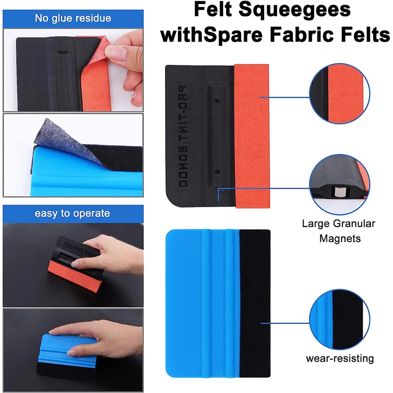 40Pcs Car Window Tint Kit Vinyl Wrap Squeegee Window Film Tinting Installation Tool Razor Scraper Micro Squeegee Vinyl Cutter