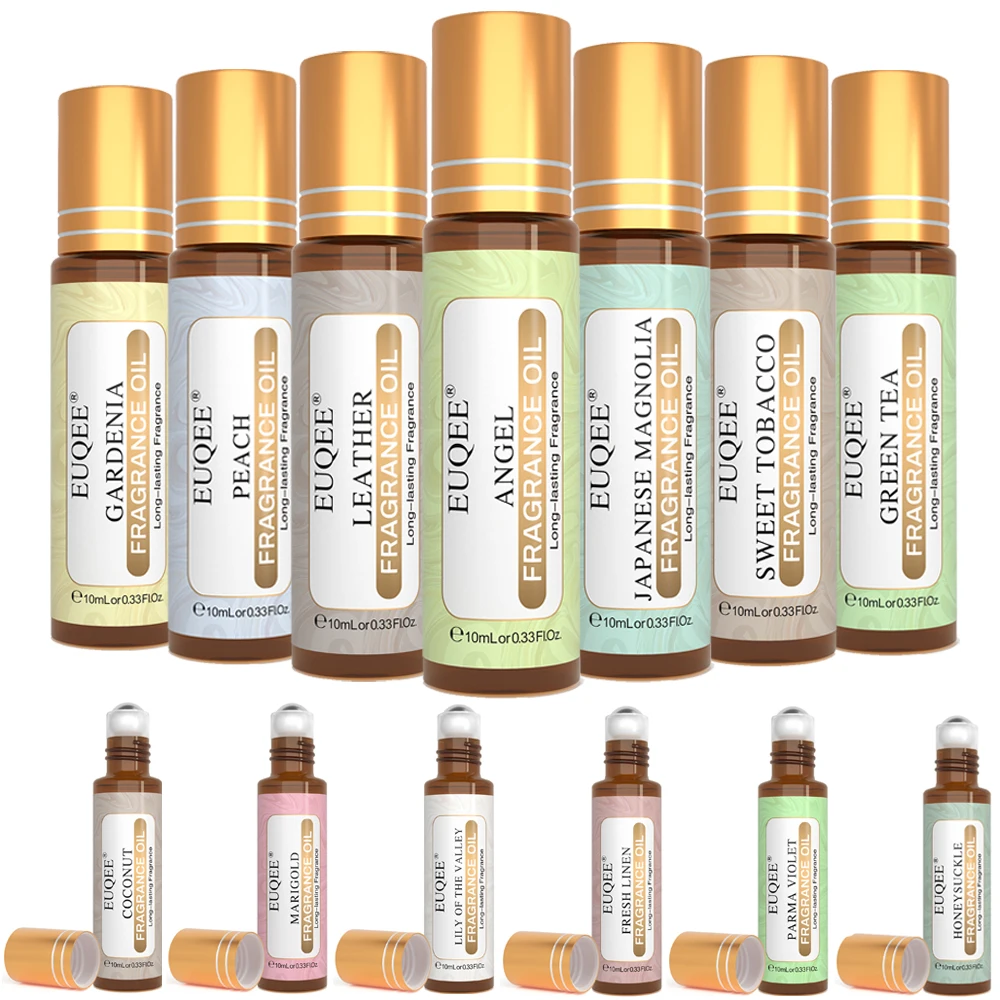 Aceite de Perfume en Roll-on EUQEE, Aroma a Cuero de Ángel, Tabaco Dulce, Gardenia, Té Verde, Flor de Azahar, Coco, Lirio de los Valles