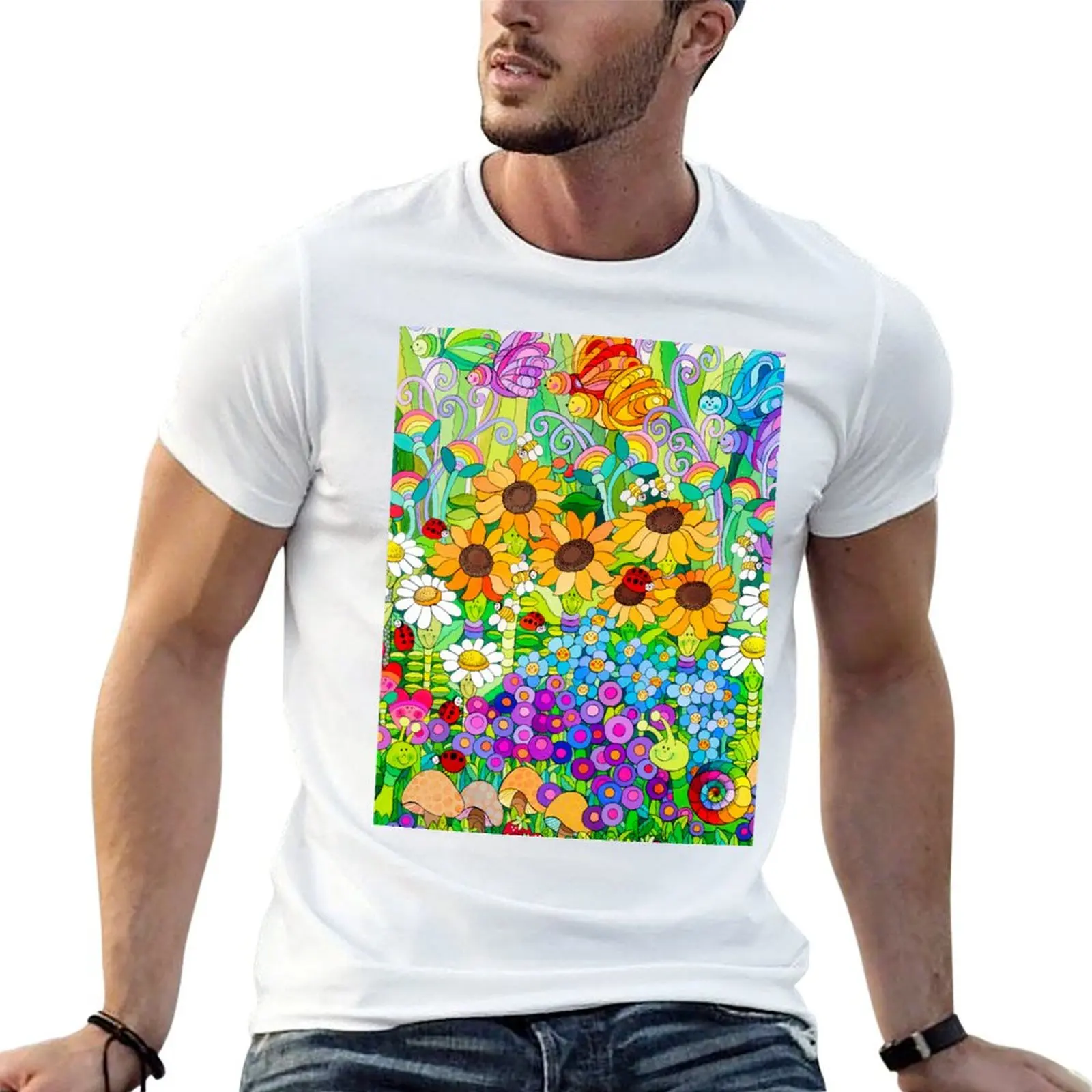 Ladybug Garden II T-Shirt Plus Size Basic Cotton T-Shirt
