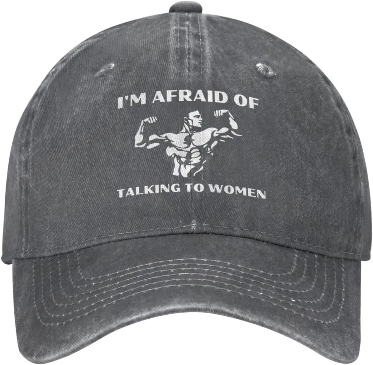 I'm Afraid of Talking to Women Hat Classical Black Baseball Cap Adjustable Washed Denim Cotton Dad Hats for Men Women