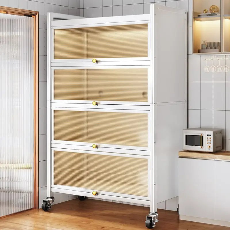 

Widened and heightened large-capacity flip cabinet door, kitchen rack, multi-layer household