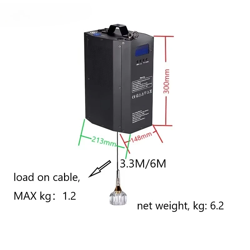 Kinetic drop lamp lift motor winch for stage