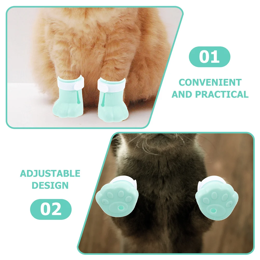

4Pcs Cat Paw Covers Silicone Anti-Scratch Boots Adjustable Claw Protector Shower Nail Cover Cat Shoes Pet Shoes
