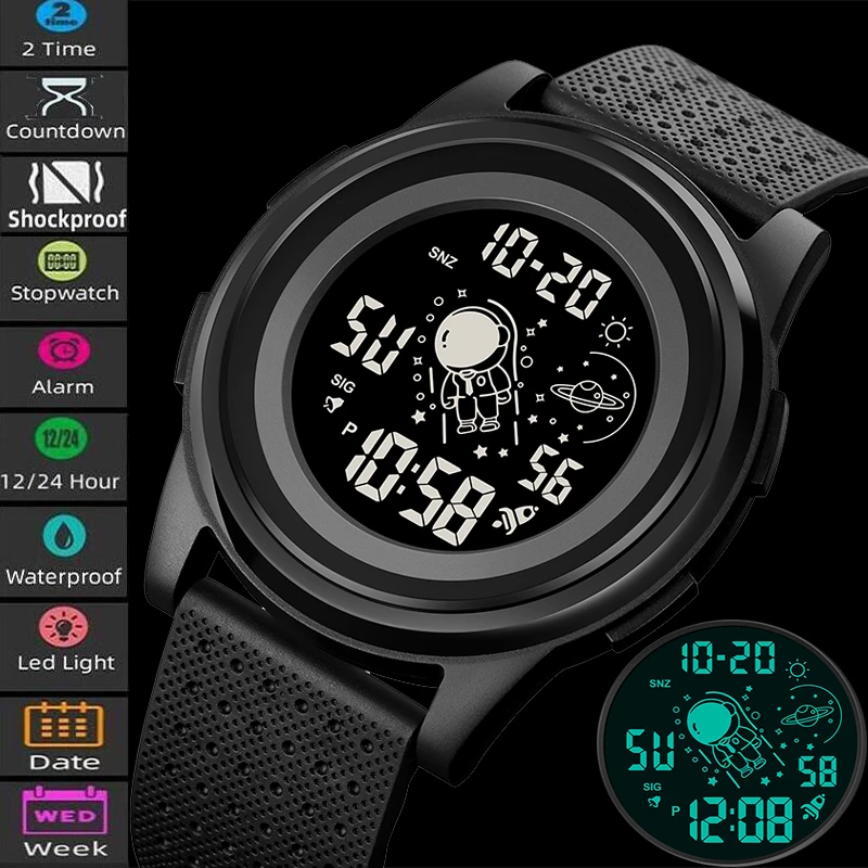 

Skmei Dual Time for Man Fashion PU Strap Ultra Thin Case Led Waterproof Digital Watches Multifunctional Countdown