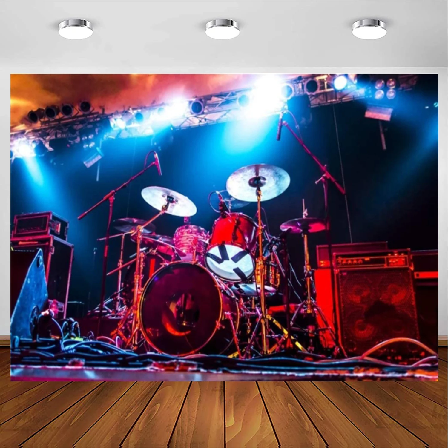 Concert Photography Backdrop For Rock Music Night Perform Background Stage Band Entertainment Bar Nightlife Adult Photo Poster