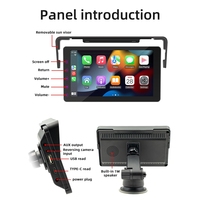 7 Inch Car Touch Screen Wireless Carplay Android Auto Car Portable Radio Bluetooth MP5 Multimedia Host With Button