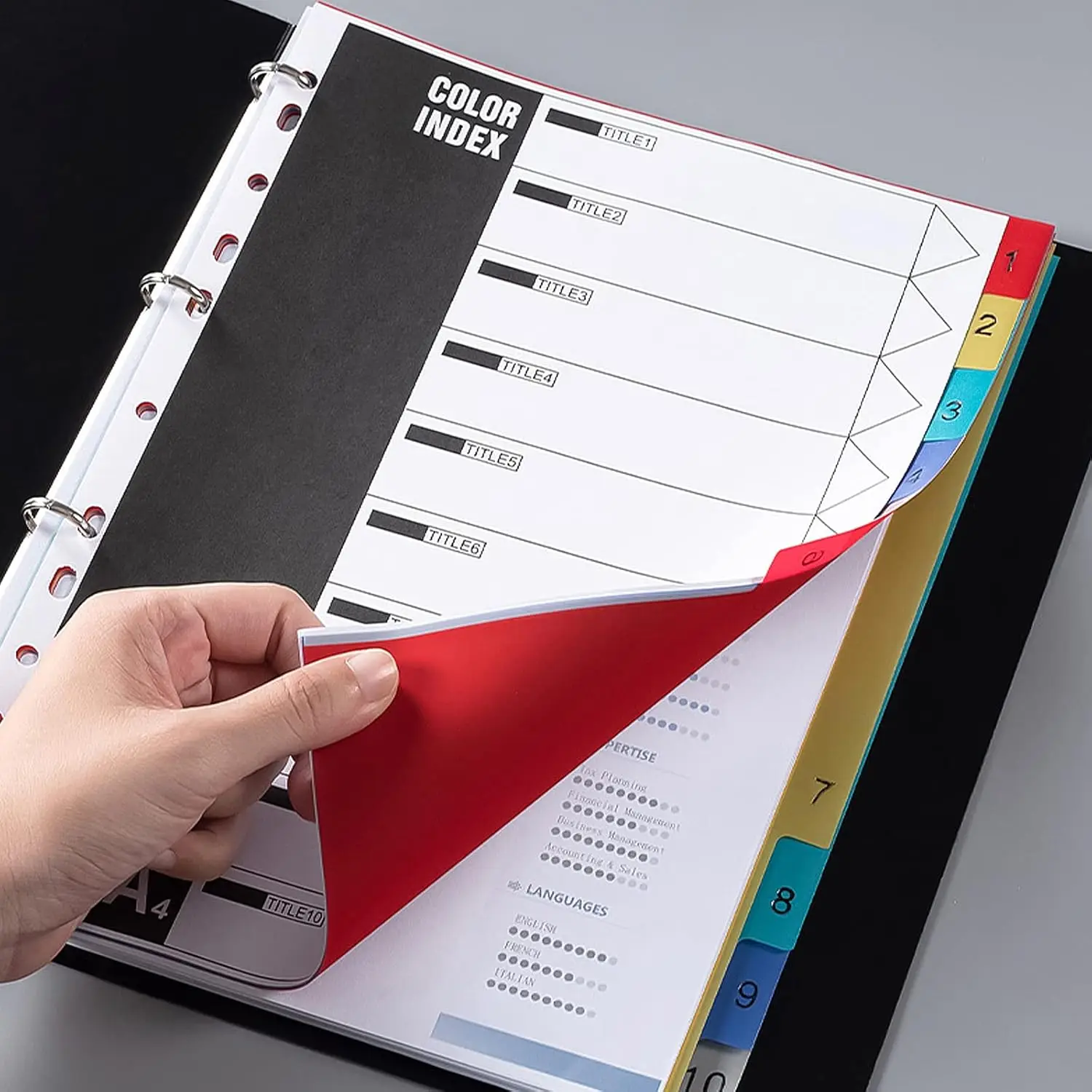 10 buah Pembatas Indeks Berwarna, A4 Ekstra Lebar, Terbuat dari Polipropilena Berwarna yang Kokoh, untuk Label Organisasi File Kantor