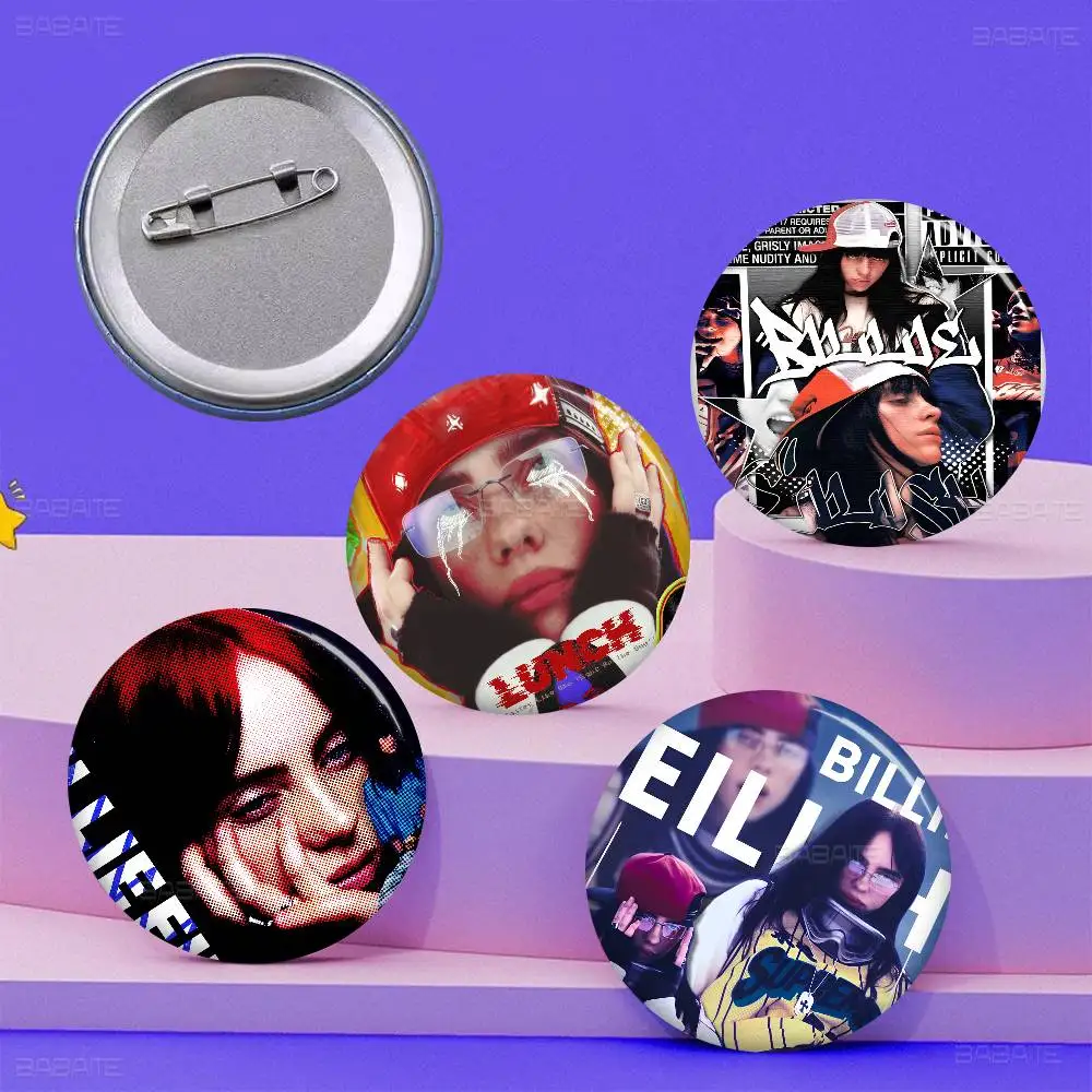 

B-Billie E-EilishS 58mm Handmade Brooch Cartoon Cosplay Badge on Backpack Jewelry Accessories Gifts