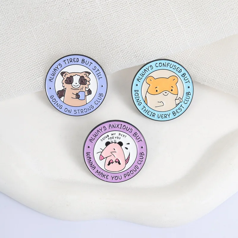 Fun Animal Enamel Brooch Cartoon Pin Simple Sketches Cat Duck Frog Cloud Flower Coffee Book Metal Badge Punk Jewelry Friend Gift