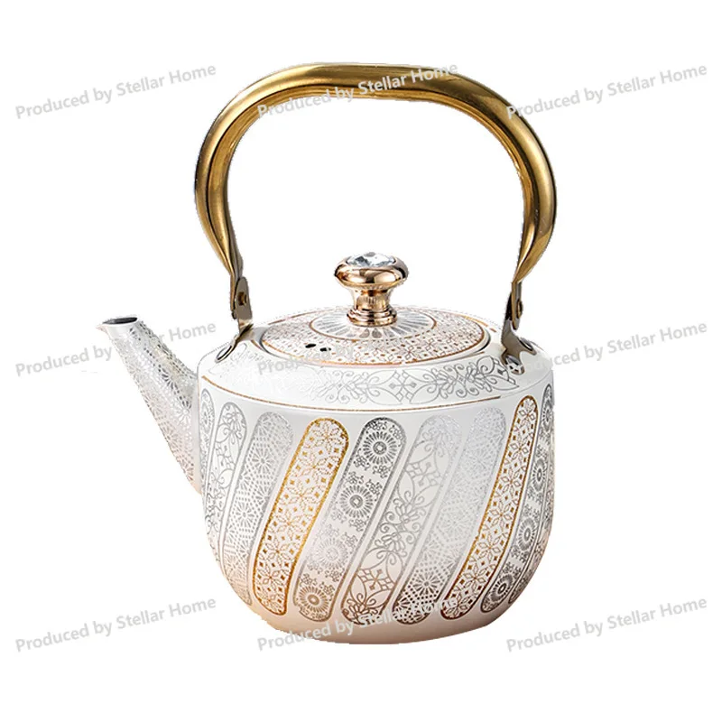 Stainless Steel Milk Teapot Xinjiang Ethnic Style Belt Filter Home Retro Teapot Art Texture Gift Kettle