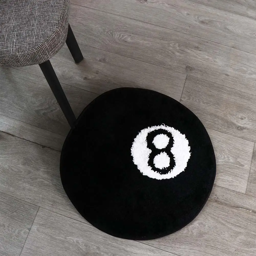 Creative Black Hoom Decor Soft Anti-slip Skin Friendly 8 Ball Carpet Plush Anti-slip 8 Ball Mat