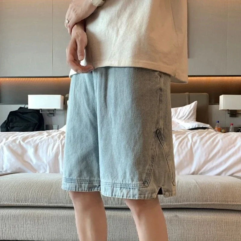 Wide Loose with Pockets Baggy Long Men's Short Jeans Pants Bermuda Half Male Denim Shorts Summer Vintage Sale Distressed Cowboy