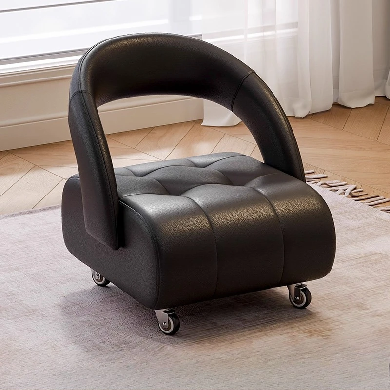 

Modern elegant Living room stool coffee table soft minimalist design furniture Genuine leather creative stool wheels