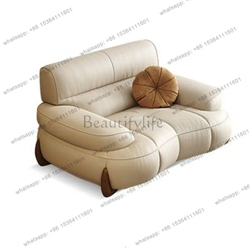 LS Italian minimalist leather sofa minimalist curved creative living room microfiber leather fabric combination sofa