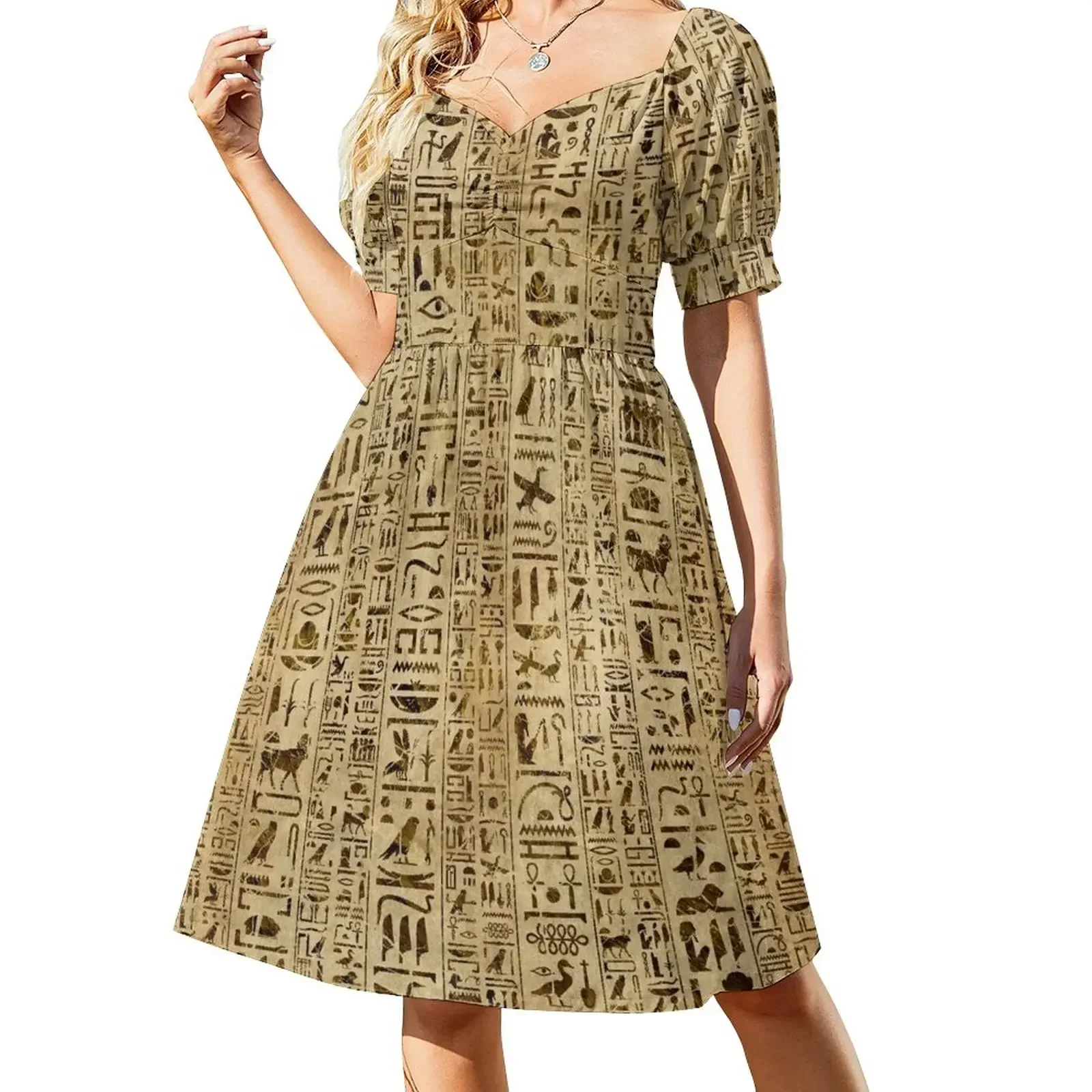 

Egyptian hieroglyphs on papyrus Short-Sleeved Dress dress party night Woman clothing dresses for women 2025 Dress