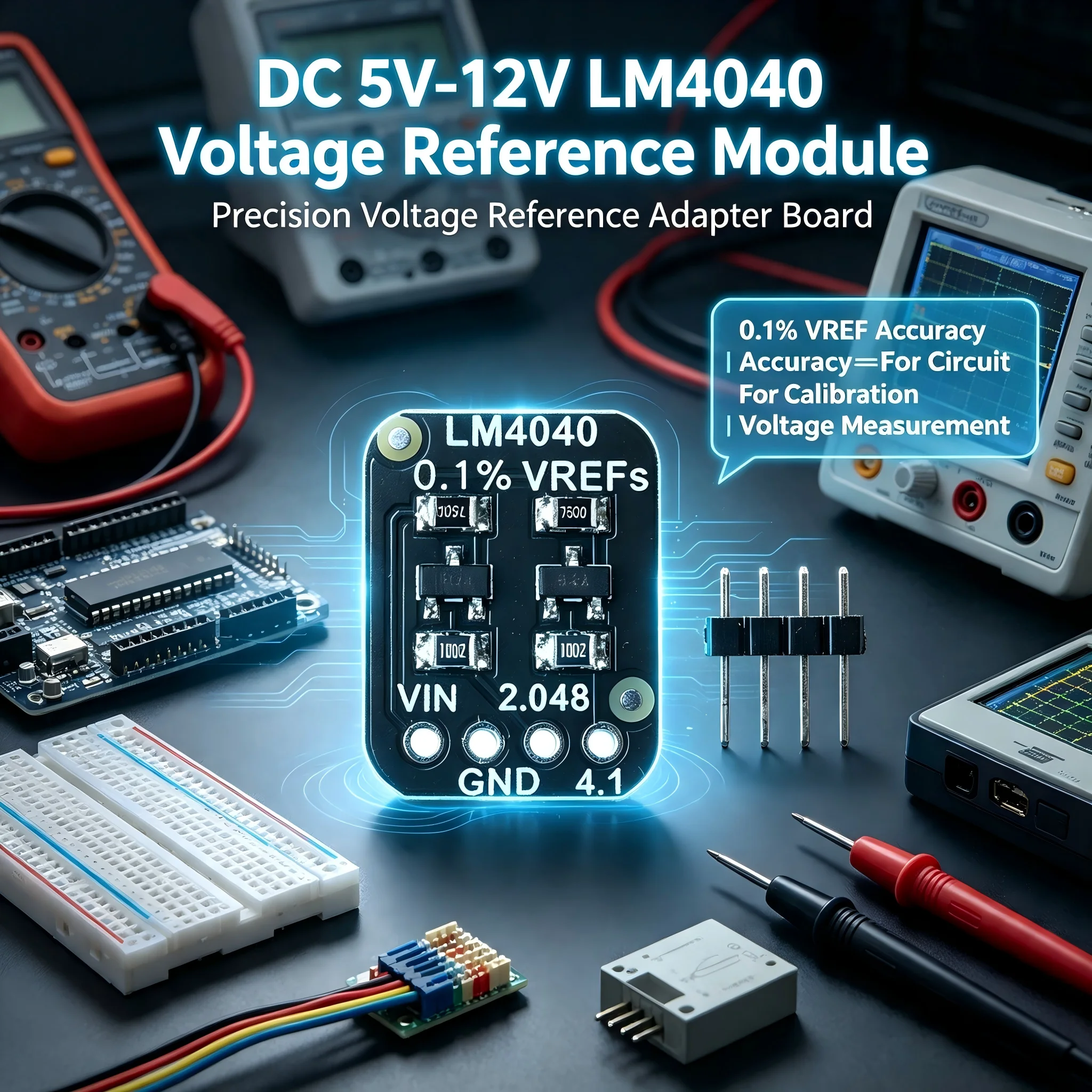 LM4040 Voltage Reference Adapter Board 2.048V 4.096V Dual Parallel High-Precision 0.1% Accuracy for equipment Calibration
