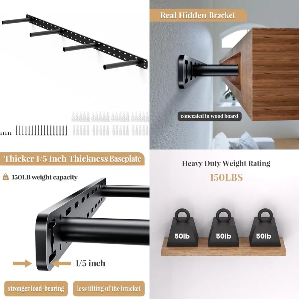 

Heavy Duty Floating Shelf Brackets - Wall Mount Invisible Support for Heavy Duty Shelves, Easy Installation