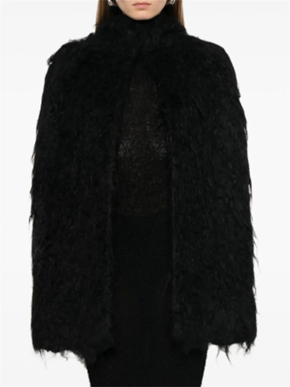 

2025 Women's Winter Fleece Outerwear Loose-fitting Turtleneck Trench Coat Jacket Y2K New Fashion High-Quality Versatile Coat bra