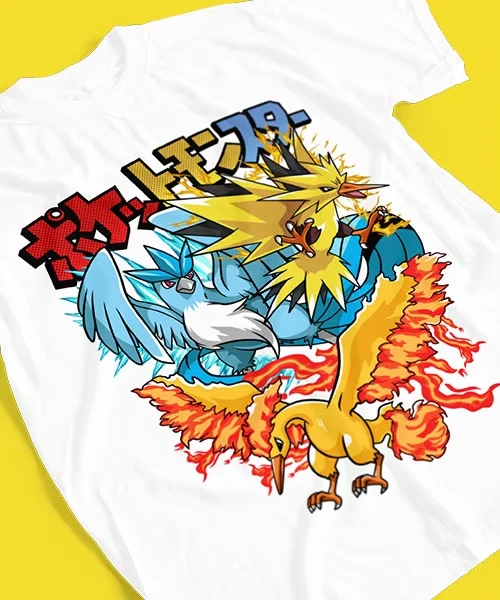 Pokémon Anime Articuno Zapdos Moltres Bedrucktes T-Shirt Herren- und Damen-T-Shirt Herren-Oberteile Harajuku Y2K T-Shirt 2026 Sommer Neu – Detail 6