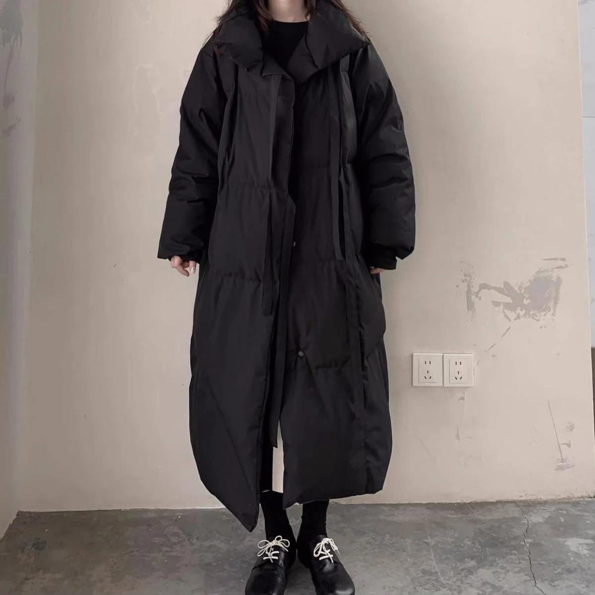 2024 New, Winter Casual Down Cotton Coats,Stylish Black Button Long Parkas Coat,Men\'s Women\'s,Winter Cotton Jackets, Overcoats