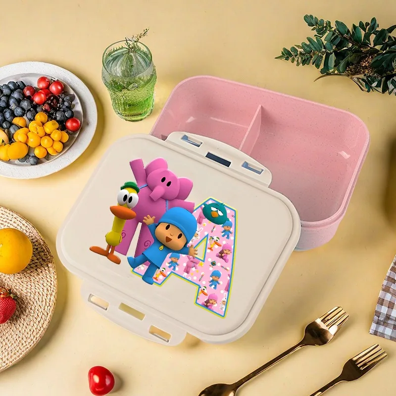 Lonchera Pocoyo, Linda Lonchera de Anime con Diseño de Pato, Letras de la A a la Z, Contenedores para Almacenar Alimentos, Lonchera Bento para Niñas, Niños, Escuela, Picnic, Oficina, Regalo