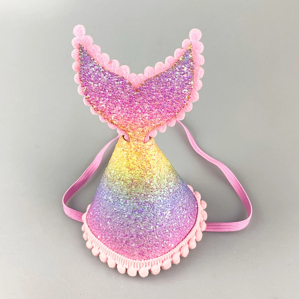 

Shiny Mermaid Hat for Kids Birthday Party Rainbow Tail Birthday Supplies Great Gift for Children