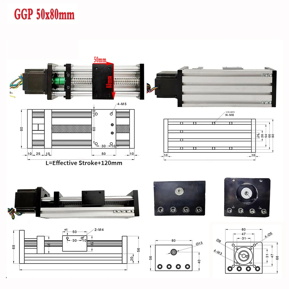 Imagem -02 - Linear Rail Kit Deslizando Tabela Bola Parafuso Módulo Slide Stage 50300 mm Curso 1.2-3nm Nema 23 Stepper Motor Driver Workbench Cnc