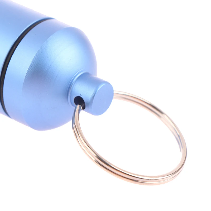 B*1 Pc Waterproof Aluminum Pill Box Case Bottle Cache  Holder Container Keychain Medicine Box pastilleros metal 2.3x5cm