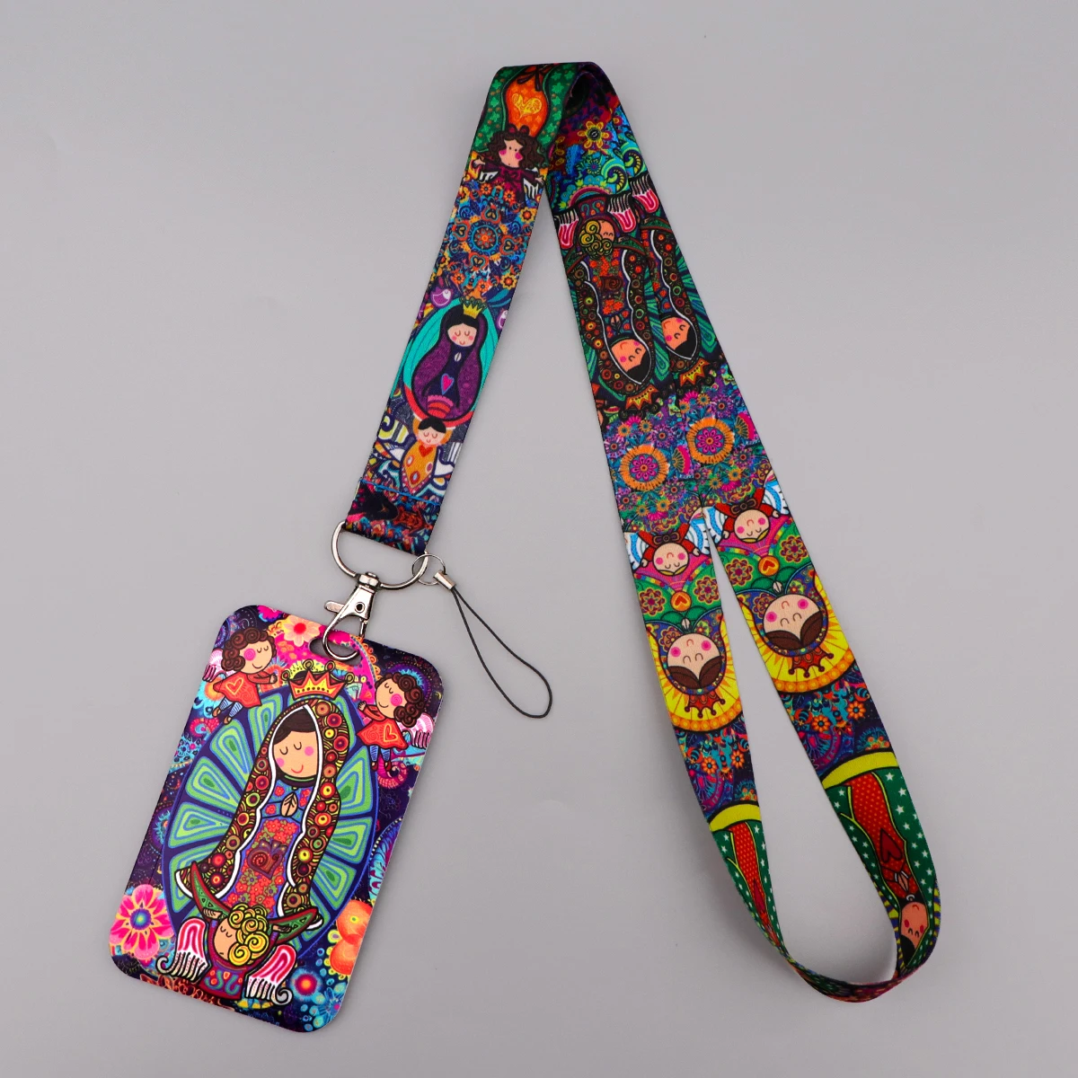Nesting Doll Lanyard Neck Strap Keychain Cartoon Virgin Card Cover Badge Holder Mobile Phone Hang Rope Keyring Accessories Gifts