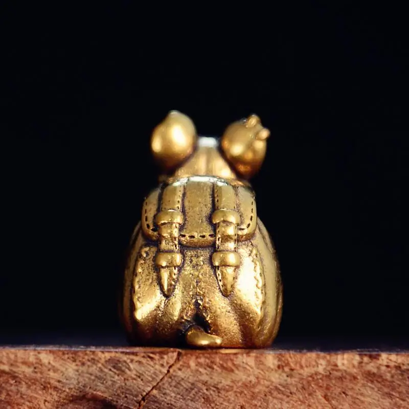 Kupfer-Rattenfigur, Messing-Rucksack-Maus, Feng-Shui-Schreibtisch-Ornamente, Glücksbringer für Wohlstand, Heimdekoration – Detail 3