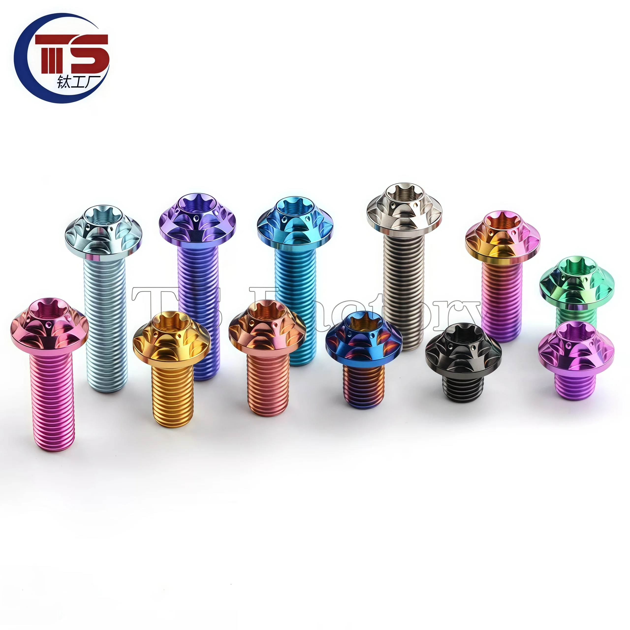 TS 10PCS Titanium alloy M10X1.25 splint head screw 10/15/20/25/30/35/40/45/50/55/60mm motorcycle electric vehicle modification.