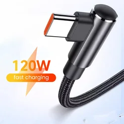 120W Fast Charging Data Cable Elbow USB C To Type C Cable Quick Charge For Huawei P50 P40 Xiaomi Redmi Oneplus USB Type C Cable