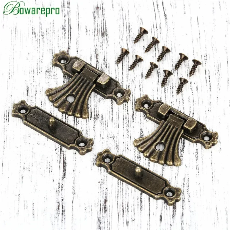 bowarepro Antique Bronze Hasps Jewelry Wooden Box Case Toggle Hasp Latch Vintage Hardware Furniture Accessories+Screws 37*27mm*2