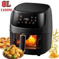 8L Large Capacity Air Fryer 1400W Intelligent LCD Touch Screen Visual Air Fryer Without Oil Fryer Oven For French Fries Chicken