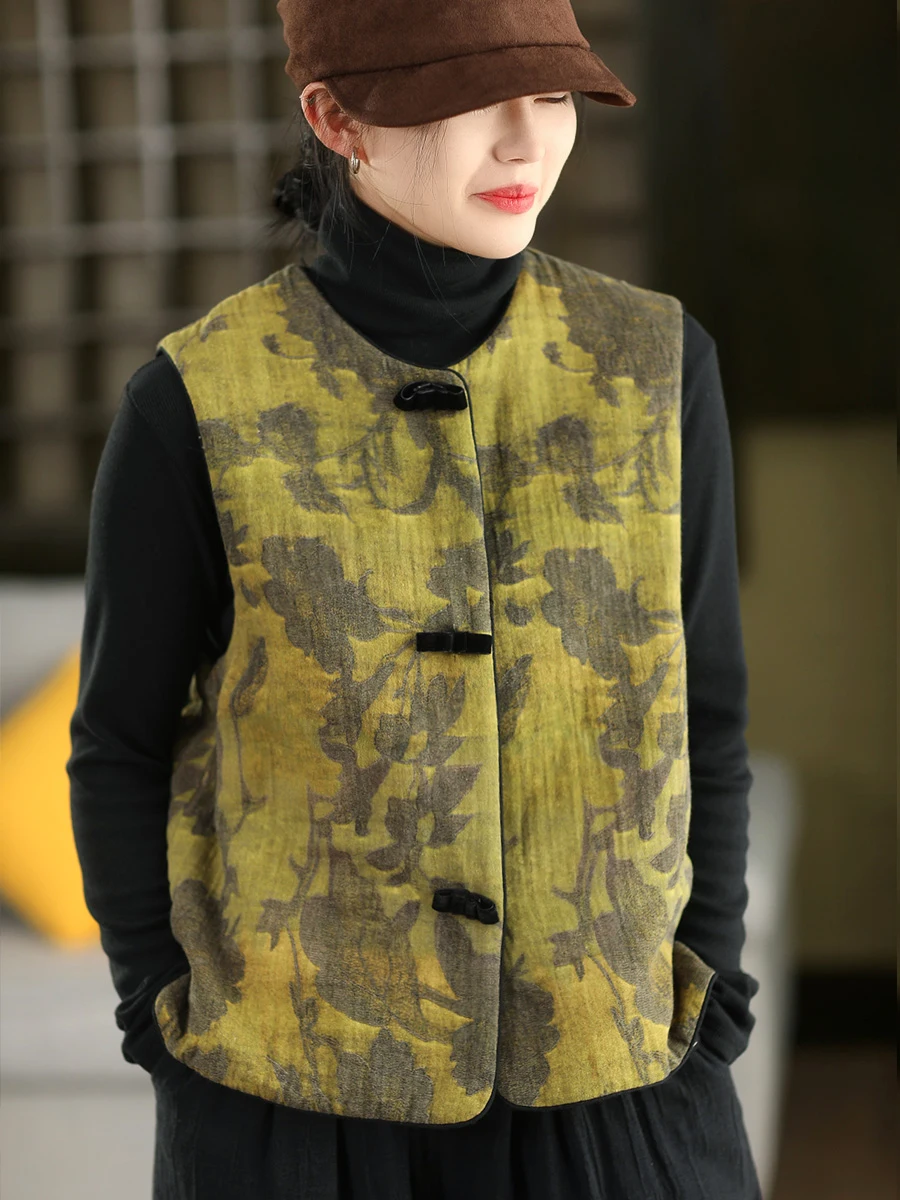 

Новая китайская жилетка в стиле ретро с вышивкой и пэчворком, без шерсти, из льна, женская верхняя одежда с цветочным узором