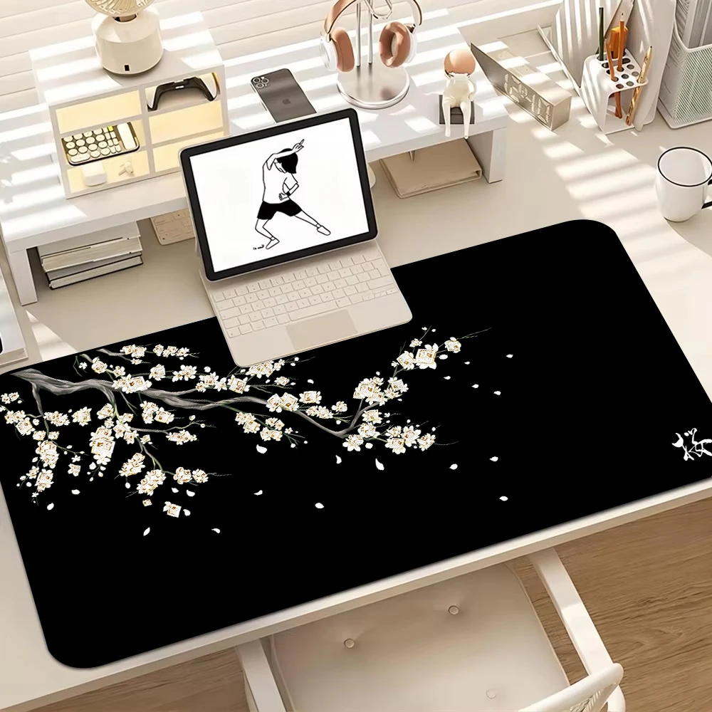 Japan Cherry Blossom Mouse Pad Gray Laptops Gaming Deskmat Sakura Mousepad Anime Office Carpet Gamer Keyboard Computer Desks