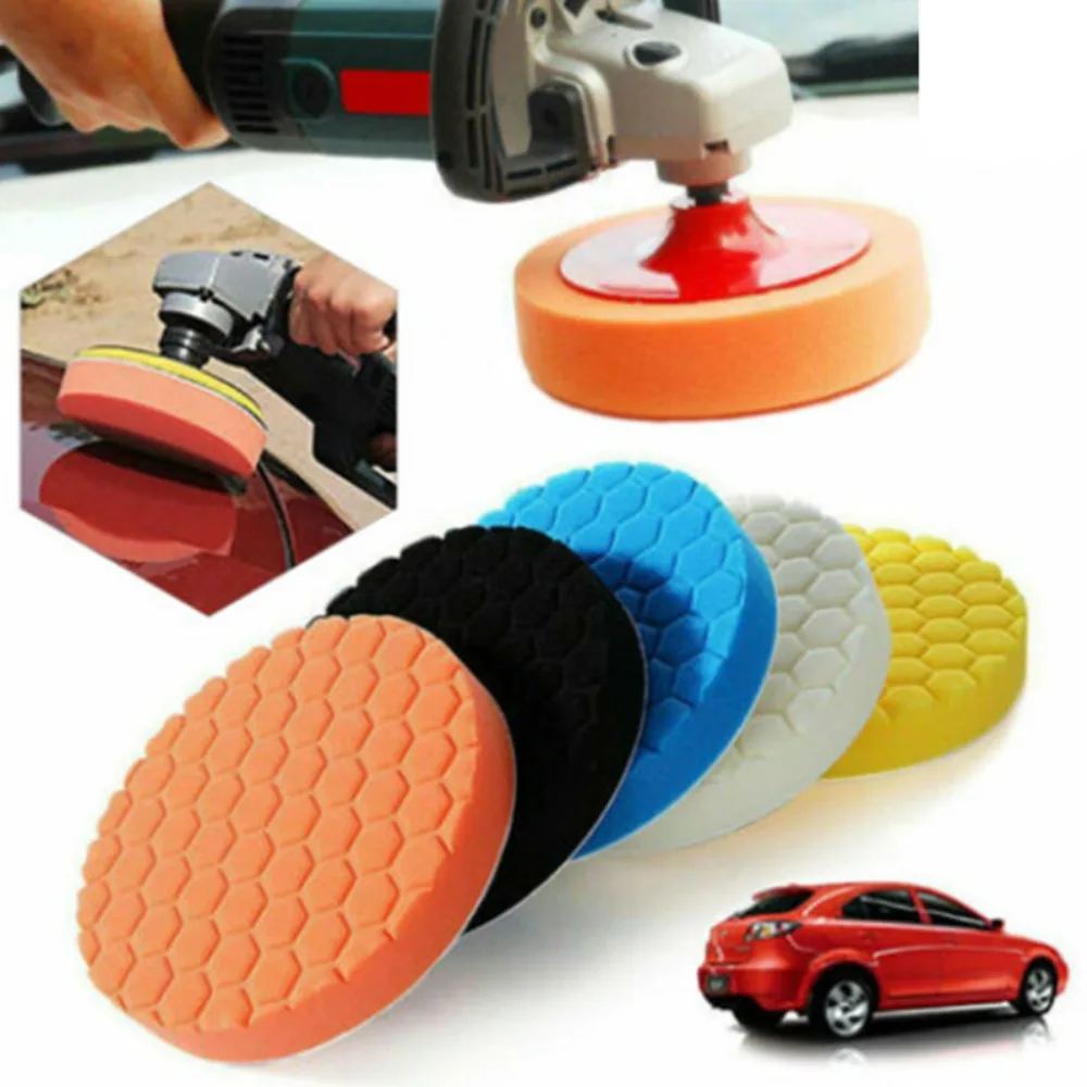 5pc Car Polishing Sponge Wheel Round Flat Polishing Wheel Foam Auto Polisher Buffer Tool for Removes Scratches Car Waxing Repair