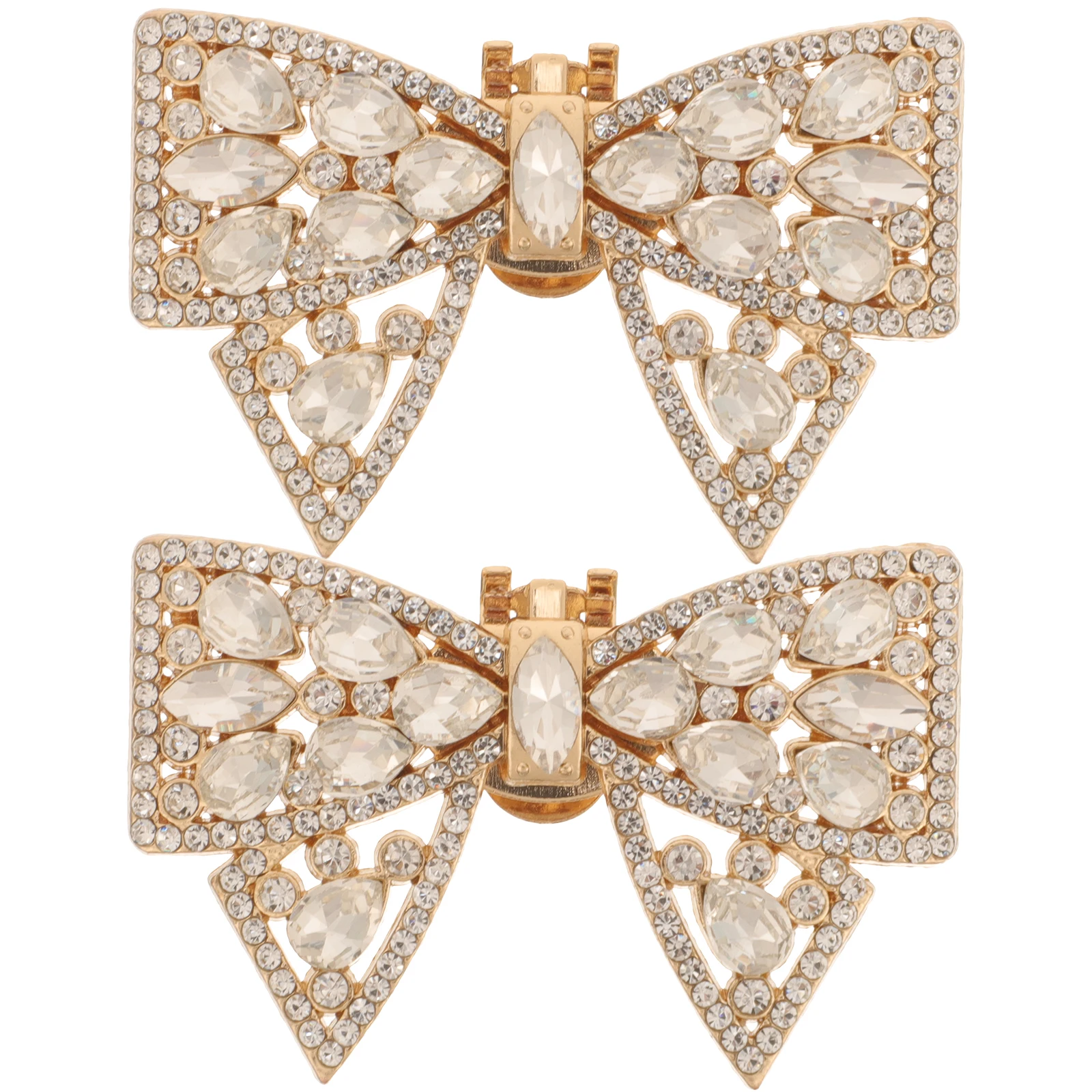 

1 Pair Bowknot Clips Removable Rhinestone Charms Elegant Wedding Bridal Pumps Heel Buckles Sparkling Bow Decorative Accessories