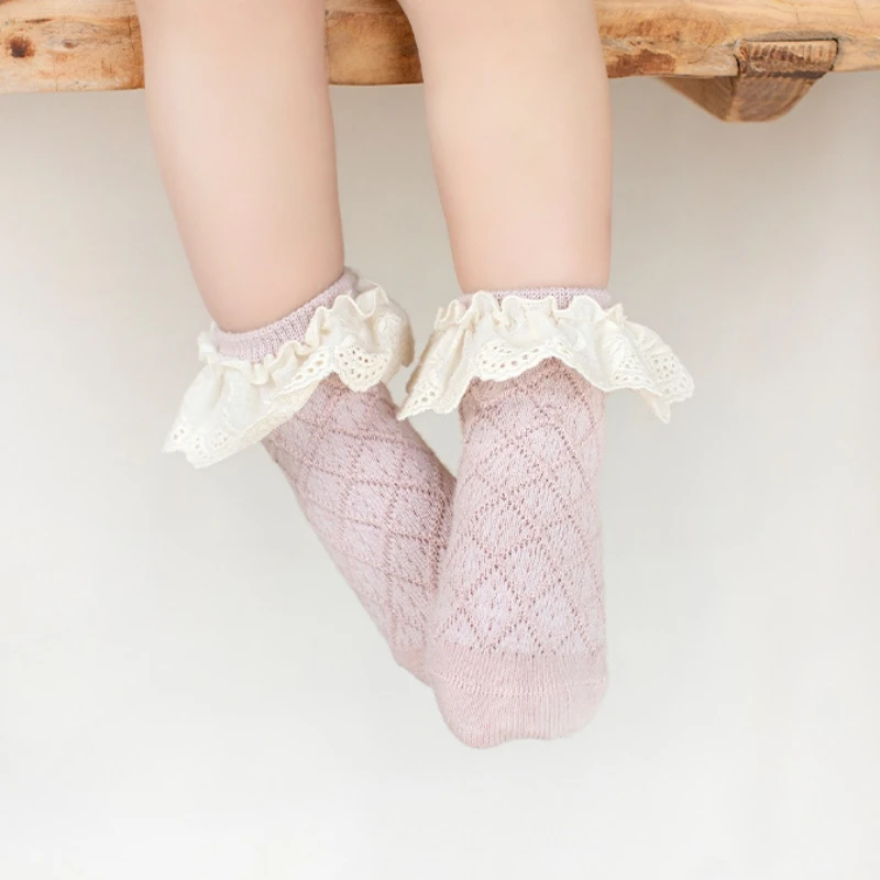 Calcetines de princesa florales suaves para niños, medias de tubo medio, calcetines largos para niños pequeños, calcetines casuales para niñas, moda