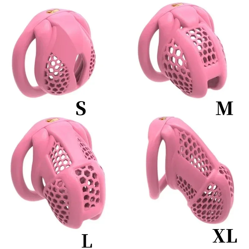 2025 NEW Beehive Pro Male Chastity Device Breathable Cock Cage Mini Lock with 4 Penis Rings Bondage Fetish Adult Sex Toy for Men