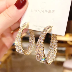 New High-end Atmosphere Decoration Shine Fashion Women Temperament Personality Exaggerated Earring Wedding Jewelry Birthday Gift