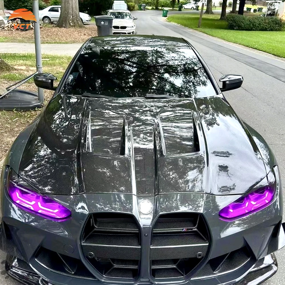 

Hot Selling Kit Dry Carbon Fiber Front Engine Hood Car Accessories Auto Body Systems Engine Vented Hood Bonnet For BMW M4 G82 M3