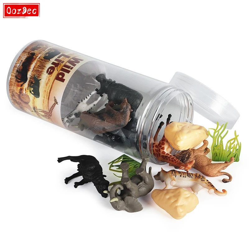 OozDec Miniature Animals Playset Brinquedo Figurine Wild Sealife Farm Dinosaur Model Action Figures Zoo Cute Education Kids Toy