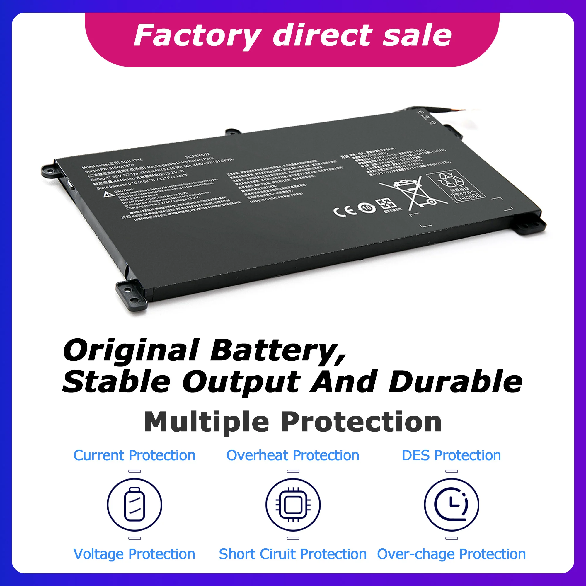 SQU-1716 SQU-1717 بطارية الكمبيوتر المحمول لبطارية Hasee U65A QL9S04 916QA107H سلسلة 916QA108H 4550mAh
