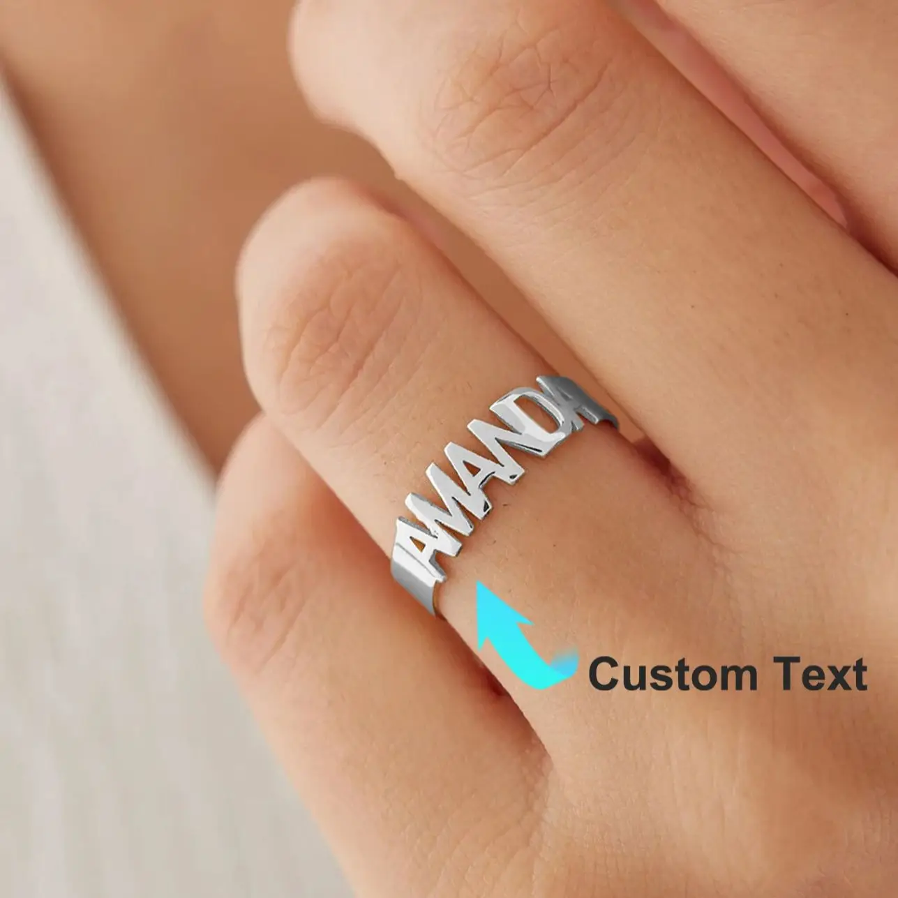 Custom Name Rings For Women Gold Color  Stainless Steel Personalized Engraved Letter Ring Birthday Wedding Christmas Jewelry