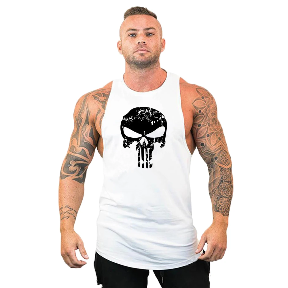 2022 Gym Workout Sleeveless Shirt Tank Top Men Animal Skull Bodybuilding Clothing Fitness Sportwear Muscle Male Fashion Tanktop