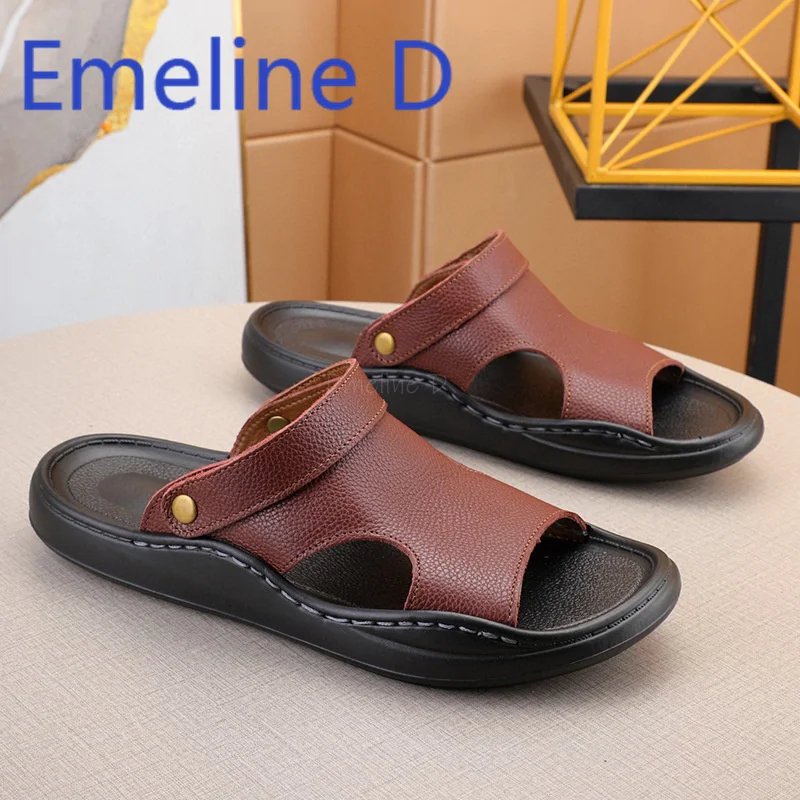 

Men's Cool Dragging Summer New Fashionable Casual Comfortable Breathable Dual Purpose Outdoor Black Simple Beach Men's Shoes