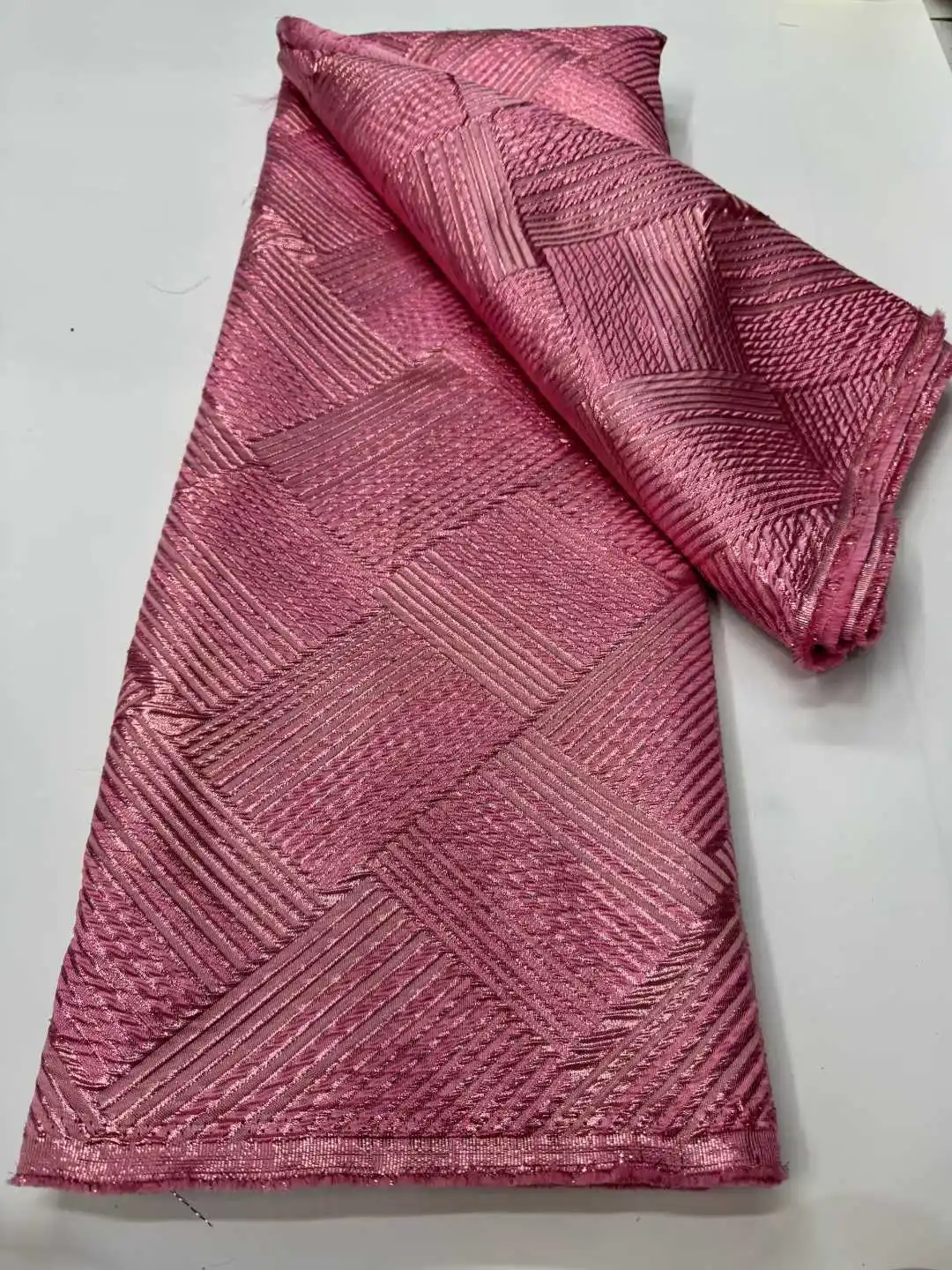 2025 Nigeriaanse Damast Brocard Tiss Gradiënt Kant Nieuwe Afrikaanse Brokaat Stof Jacquard Organza Kant Frans Netto Materiaal